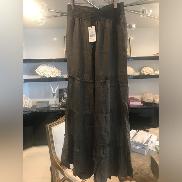 CINQ A SEPT , olive Tiered Wide-Leg Pants NWT , sz sm - Picture 8 of 8